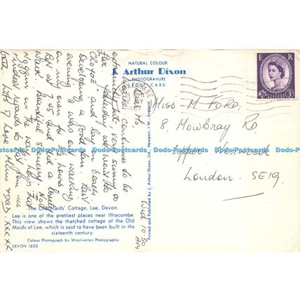 D026212 The Old Maids Cottage. Lee. Devon. Woolverton Photography. Dixon. 1967