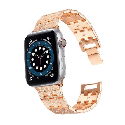 Woven Texture Stainless Steel Replacement Watchband For Apple Watch Series, 7 41