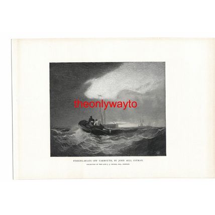 Fishing Boats Off Yarmouth, Cotman, Timothy Cole Book Illustration (Print), 1902