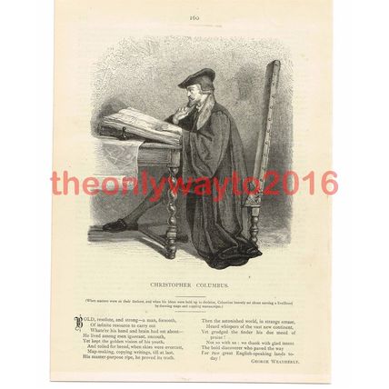 Christopher Columbus, Illustrated Poetry by G Weatherly, Book Illustration c1887