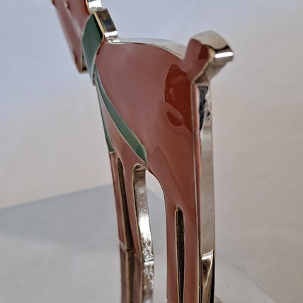 Metal Silver REINDEER Christmas STOCKING HANGER Mantel Holder Hook Snow Enamel