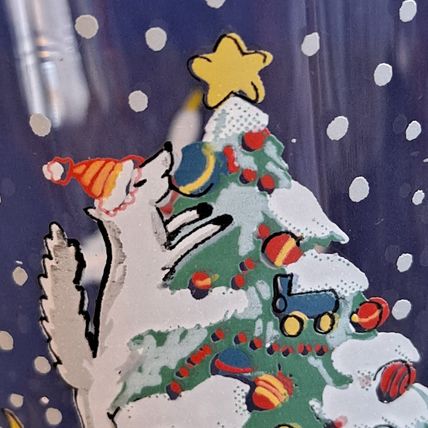 Lot 4 International COUNTRY CHRISTMAS Glass TUMBLERS 10 oz Juice Farm 5 1/2"