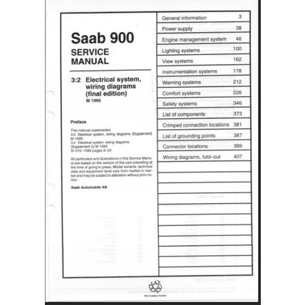 Saab 900 Electrical Wiring Diagrams Workshop Manual 1995 199627879 PDF