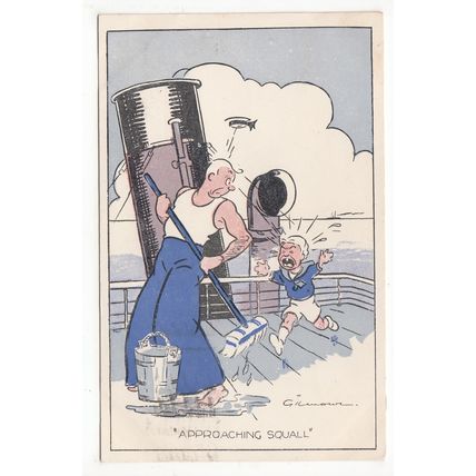 Approaching Squall Comic Funny Creased Postcard 1941 Eagle Steamer Publications