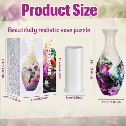 3D Puzzle Vase Puzzle Flower Vase Crafted from 160 Curved Plastic Puzzle Pieces