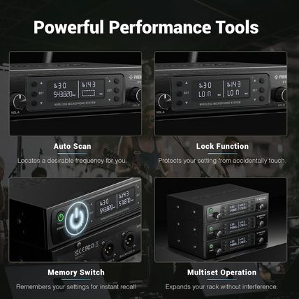 Phenyx Pro Wireless Microphone System, Dual Wireless Mics,W/ 2 Handhelds, Auto S