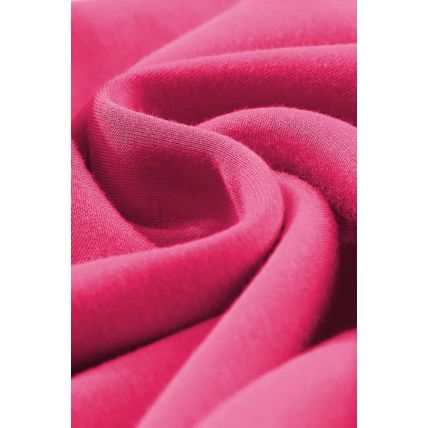 Rose Red Terry Knit Drawstring Smocked Waist Wide Leg Sweatpants