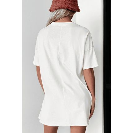 White Checkered Ghost Print Crew Neck Oversized T Shirt