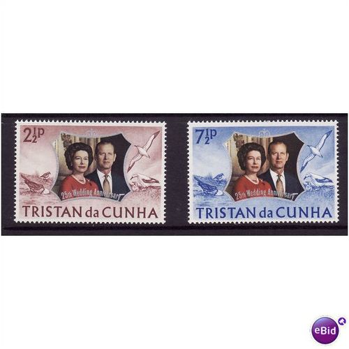 TRISTAN DA CUNHA 1972 ROYAL SILVER WEDDING SG 174/175 SET 2 VALS U/M MINT