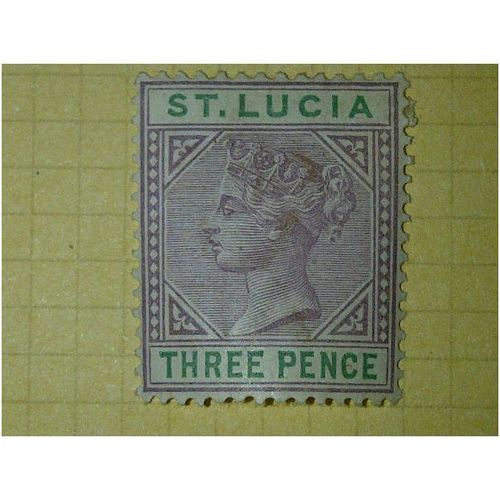 St Lucia QV 1886 3d Dull Mauve & Green Die 1 Wmk Crown CA Mounted Mint MM SG 40