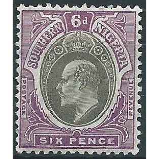 Southern Nigeria 1905 SG27 6d Grey-Black & Bright Purple Mounted Mint ....