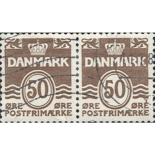 DENMARK, Wave design (pair), brown 1974, 50ore