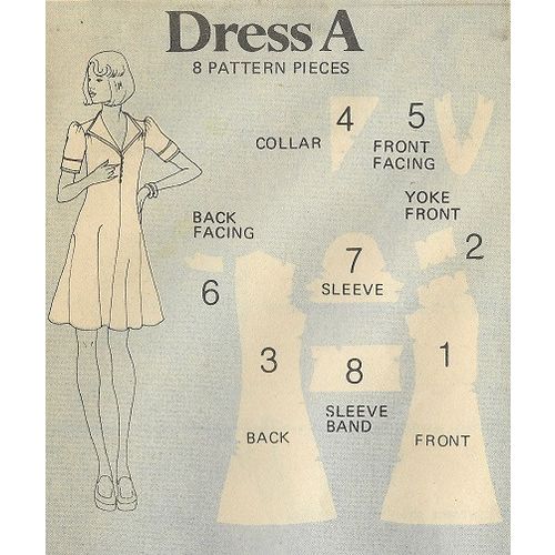 Butterick 3626 Sewing Pattern Misses Dress in 2 lengths Size 12 Used Ca. 1970s