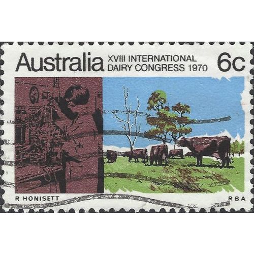 AUSTRALIA, International Dairy Congress, blue & rbrown 1970, 6c, #2