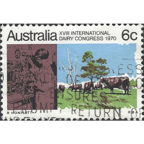 AUSTRALIA, International Dairy Congress, blue & rbrown 1970, 6c, #3