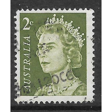 AUSTRALIA 1967 2c OLIVE GREEN QUEEN ELIZABETH SG 383 FINE USED#2