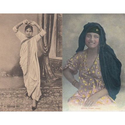 Beauty Egyptian Lady Woman incl Erotic Dancer 2x Antique Postcard