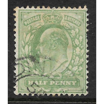 GREAT BRITAIN 1902 EDWARD VII 1/2d YELLOWISH GREEN SG 218 FINE USED#3