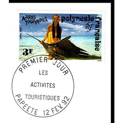 Polynesia 1992 Girl Fish 3f Stamp on First Day Cover France Tourism