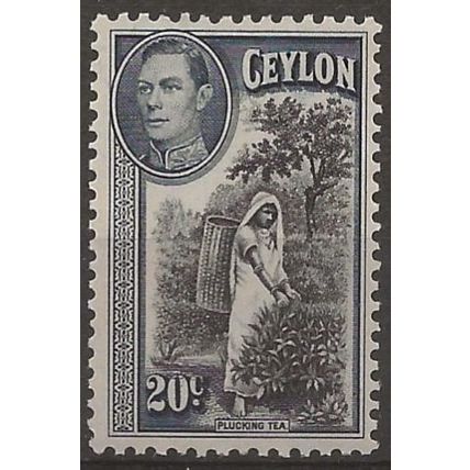 Ceylon 1938 SG391 20c Black & Grey-Blue Mounted Mint .