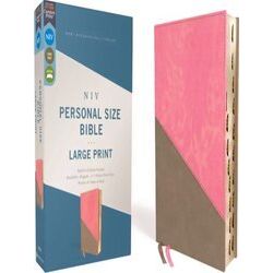 Niv, Personal Size Bible, Large Print, Leathersoft, Pink/Gray, Red Letter, Thumb