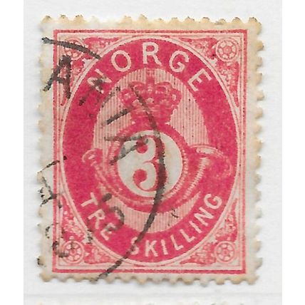 NORWAY 1872 CLASSIC POSTHORN SHADED 3Sk TRE SKILLING CDS