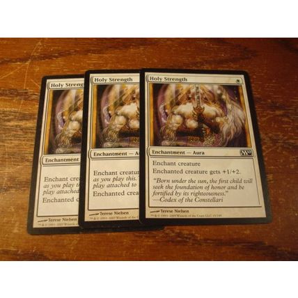 Magic The Gathering, MTG, 3-Cards, 1993-2007, HOLY STRENGTH, vg/ex