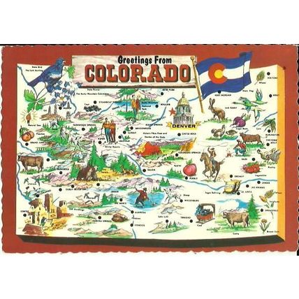 United States COLORADO Map Postcard (85968-B)