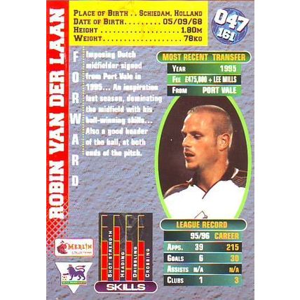 Merlin Premier Gold English Premier League 1996/97 Robin Van Der Laan