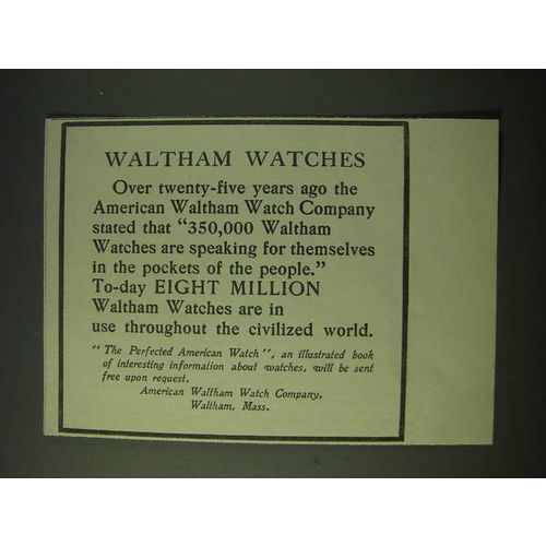 1900 Waltham Watches Ad - Speaking for Themselves