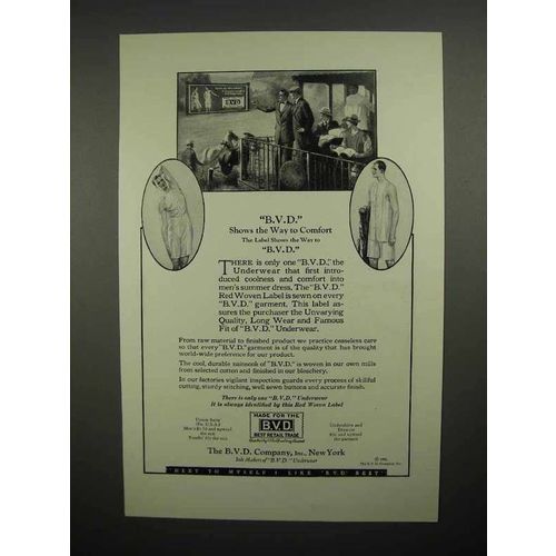 1923 B.V.D. Underwear Ad - Shows the Way to Comfort