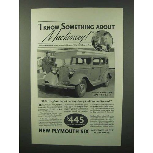 1933 Plymouth De Luxe 4-Door Sedan Ad - Machinery