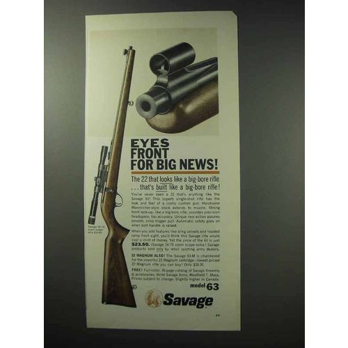 1964 Savage Model 63 Rifle Ad - Eyes Front for Big News