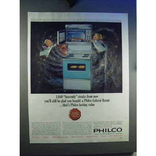 1964 Philco Galaxie Electric Range Ad - Heavenly Steaks