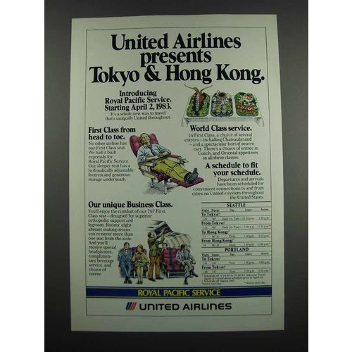 1983 United Airlines Ad - Presents Tokyo & Hong Kong