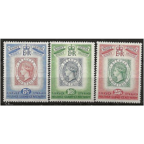 St Lucia 1960 Stamp Centenary Set SG191-193 Mounted Mint .. .
