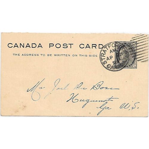 Canada #P19 Postal Card Reply USED 1899, message half