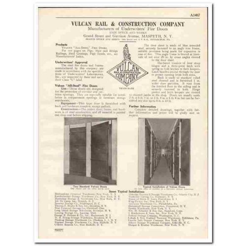 VULCAN RAIL CONSTRUCTION COMPANY 1931 steel fire doors vintage catalog