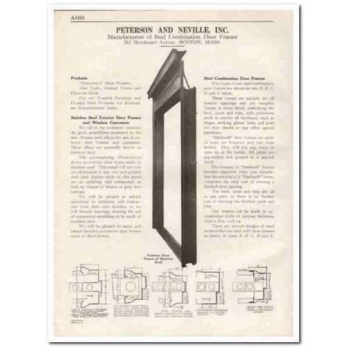 PETERSON NEVILLE INC 1931 steel combination door frame vintage catalog