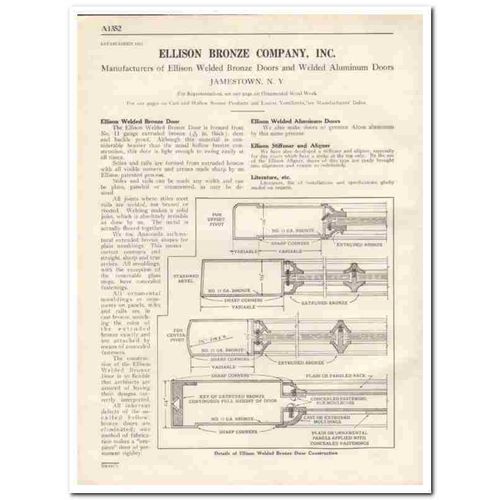 ELLISON BRONZE COMPANY 1931 welded aluminum doors vintage catalog