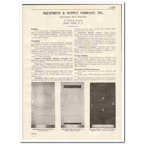 EQUIPMENT SUPPLY COMPANY 1931 adjustable Paneldor door vintage catalog