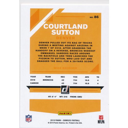 2019 Donruss Football Base 86 Courtland Sutton Denver Broncos