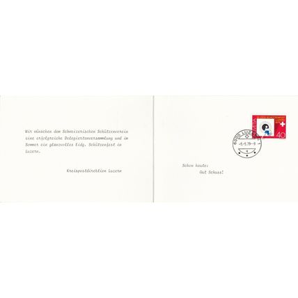 Switzerland 1979 Luzern Deligates Greetings Sheet PTT Card VGC