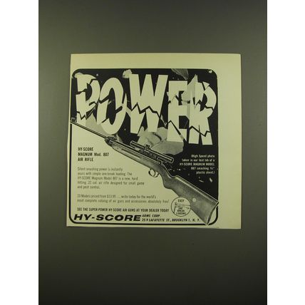 1965 Hy-Score Magnum Mod. 807 Air Rifle Advertisement - Power