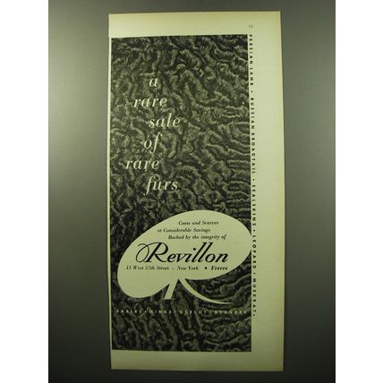 1950 Revillon Furs Ad - A Rare sale of rare furs