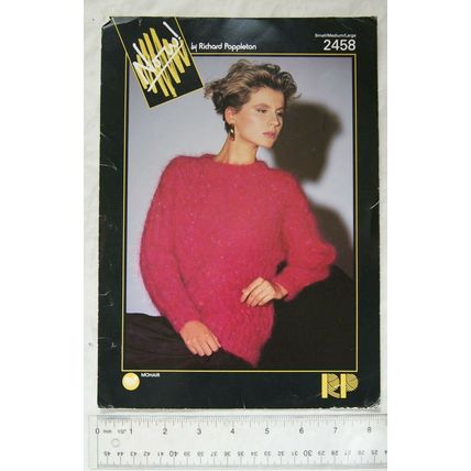 Vintage: Richard Poppleton 2458 textured lace sweater with ribbed sleeve, mohair