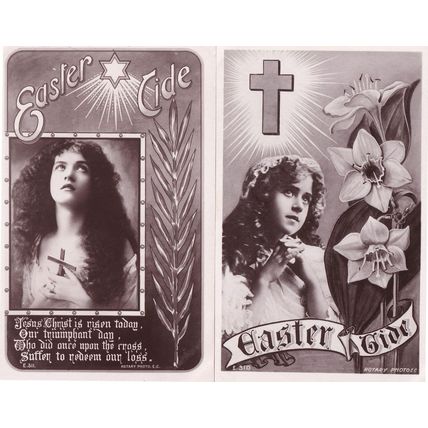 Easter Tide 2x Real Photo Rotary Christian Postcard s