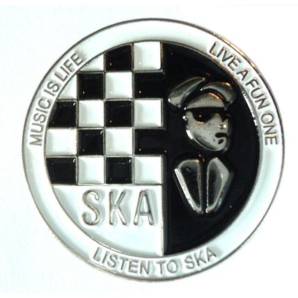Music Is Life Listen To SKA 2 Tone Reggae MOD Metal Scooter Rider Enamel Badge