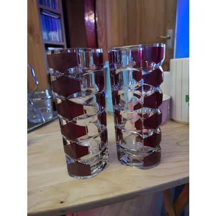 set 3 Chunky Red And Clear Glasses france