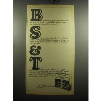 1974 Blood, Sweat & Tears Mirror Image Album Advertisement - BS&T